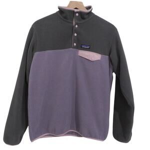 Patagonia Synchilla Womens Sz M Purple Gray Snap T Fleece Pullover Retro Style